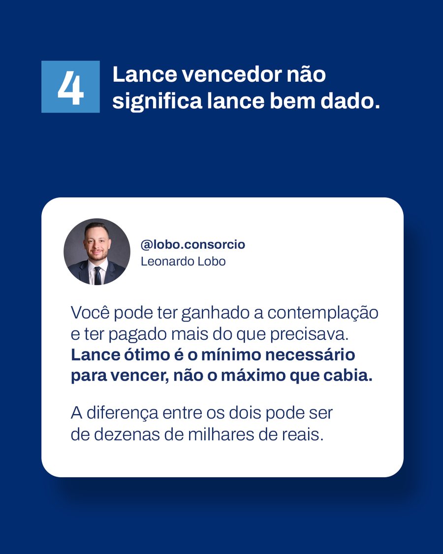 Slide 4: lance vencedor não significa lance bem dado.